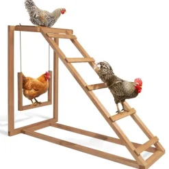 Perchoir poules en bois 1 échelle avec balançoire