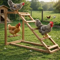 Perchoir poules en bois 1 échelle avec balançoire
