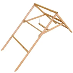 Perchoir poules en bois 2 échelles avec balançoire