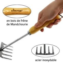 Petit râteau de jardin en acier manche bois 33 x 8 x 7 cm