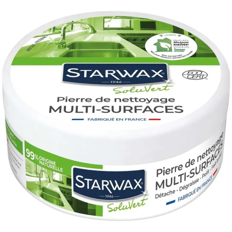 Pierre de nettoyage naturelle 99% + éponge détachante 375g Starwax