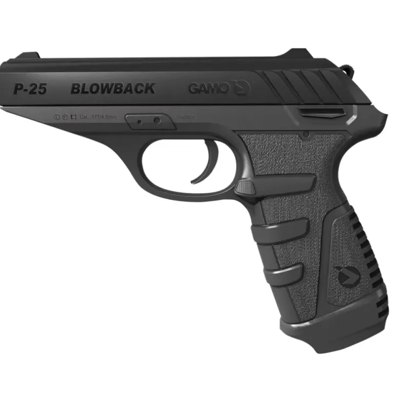 Pistolet P-25 cal 4.5mm 2x8 coups bronzé noir 125m/s L18cm
