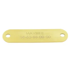 Plaque collier chien à graver laiton Larg. 7 X H1,9 cm seule