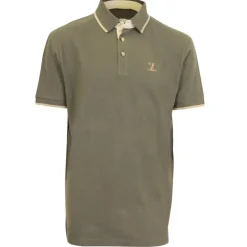Polo brodé sanglier manches courtes coton piqué kaki S à 3XL