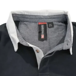 Polo FAST manches longues col classique coton bleu marine M à 3XL