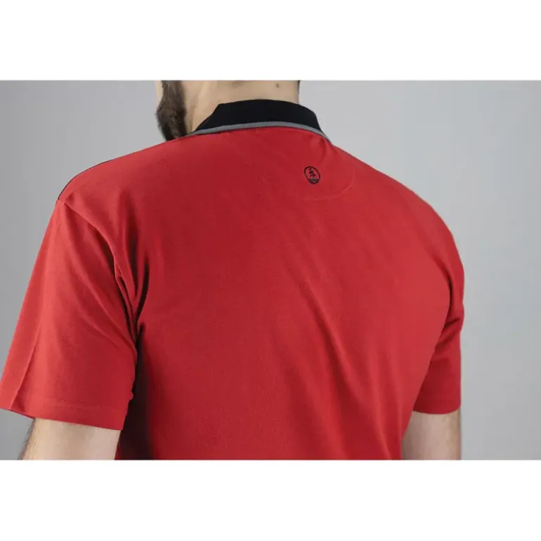 Polo Homme LMA® Rouge - Manches Courtes Col Chemise - Coton Polyester