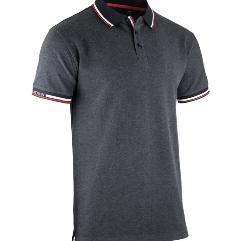 Polo manches courtes LORD coton polyester gris chiné S au 3XL