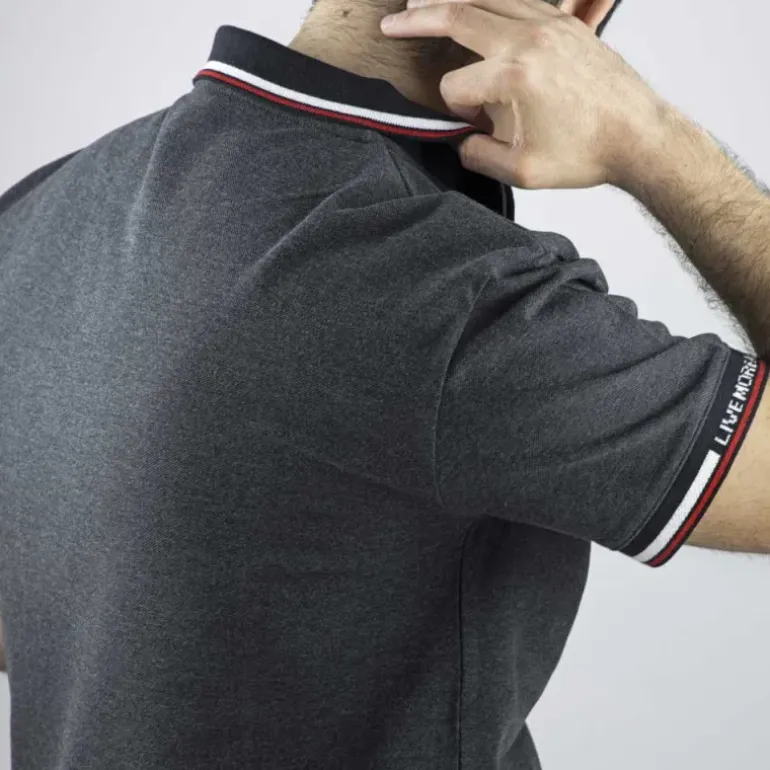 Polo manches courtes LORD coton polyester gris chiné S au 3XL