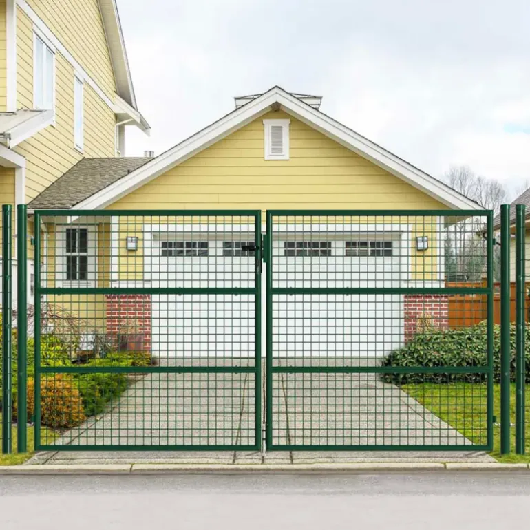 Portail 2 vantaux grillagé 3x1,5m - Maille 50mm - Vert