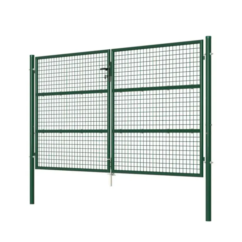 Portail 2 vantaux grillagé 3x1,5m - Maille 50mm - Vert