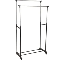 Porte-vêtements réglable en acier inoxydable avec roues - 80 x 42 x 90-160 cm