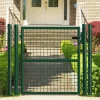 Portillon grillagé 1x1m maille 50mm vert avec serrure et poignées