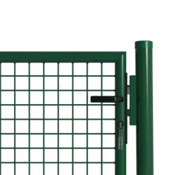 Portillon grillagé 1x1m maille 50mm vert avec serrure et poignées