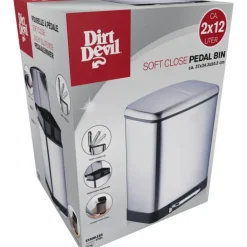 Poubelle à pédale 2 bacs acier inox brossé argenté 2x12L