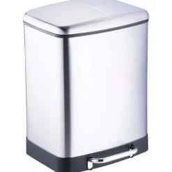 Poubelle à pédale 2 bacs acier inox brossé argenté 2x12L