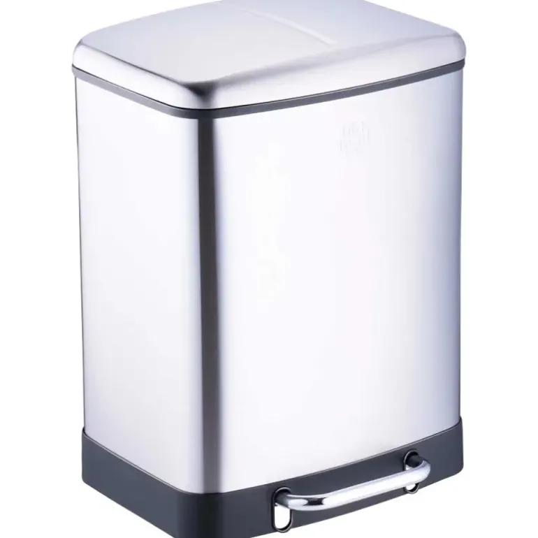 Poubelle à pédale 2 bacs acier inox brossé argenté 2x12L