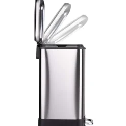 Poubelle à pédale 2 bacs acier inox brossé argenté 2x12L