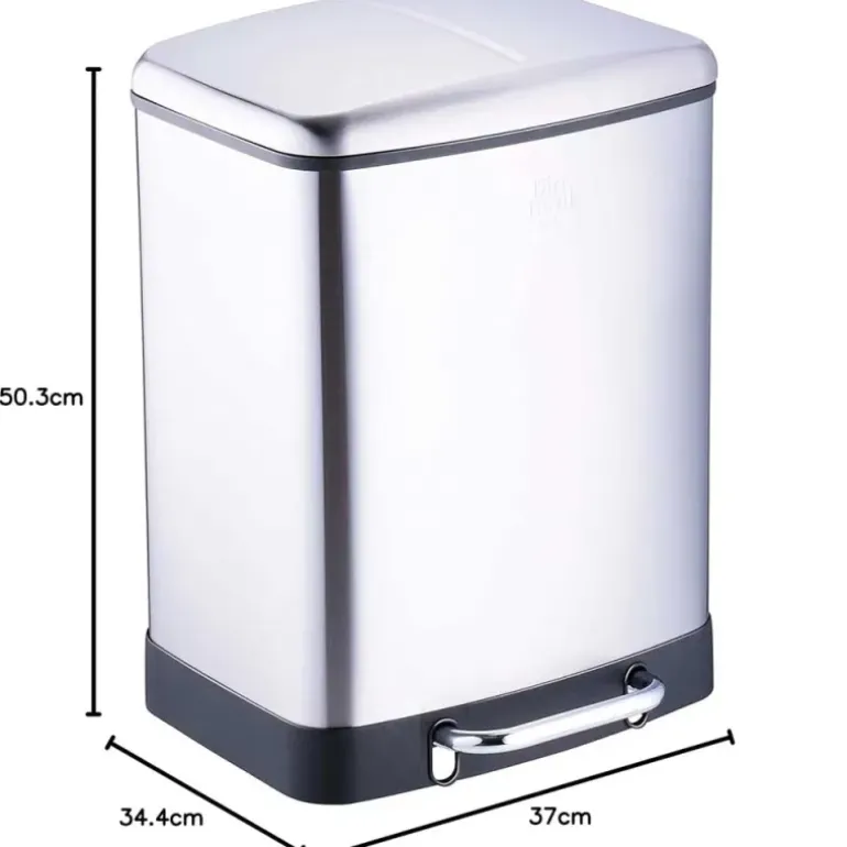 Poubelle à pédale 2 bacs acier inox brossé argenté 2x12L