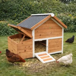 Poulailler bois 3 poules Confort toit plastique 112 x 77 x 92 cm