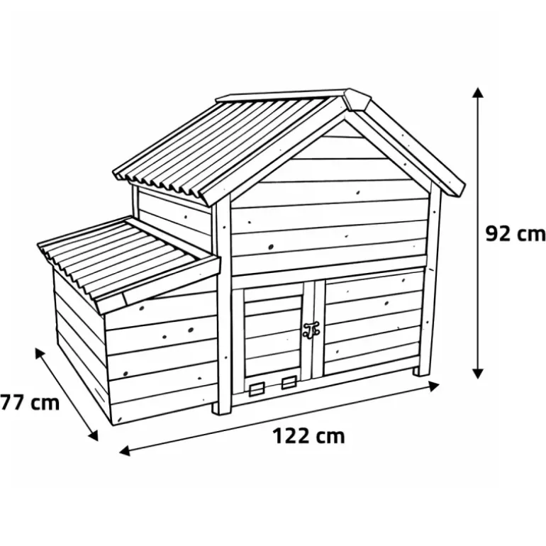Poulailler bois 3 poules Confort toit plastique 112 x 77 x 92 cm