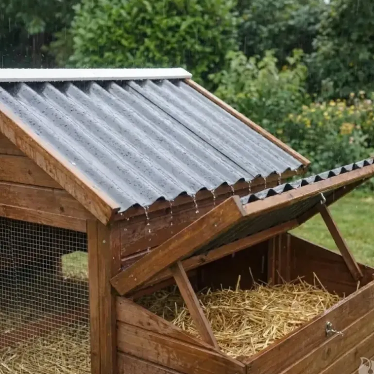 Poulailler bois 3 poules Confort toit plastique 112 x 77 x 92 cm