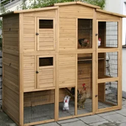 Poulailler Bois 2 étages 10-15 poules 222X115 X200 cm sol PVC