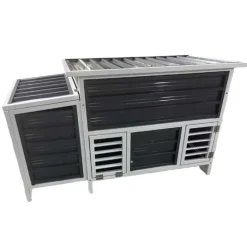 Poulailler métal gris et blanc avec toit ouvrable