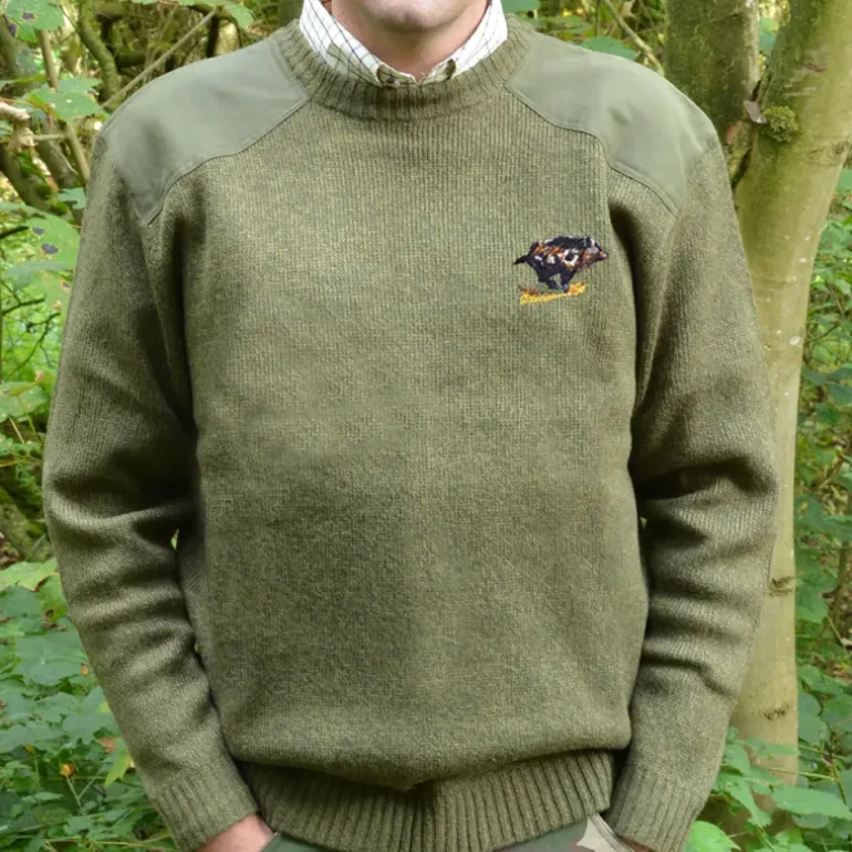 Pull col rond broderie Sanglier Taille S
