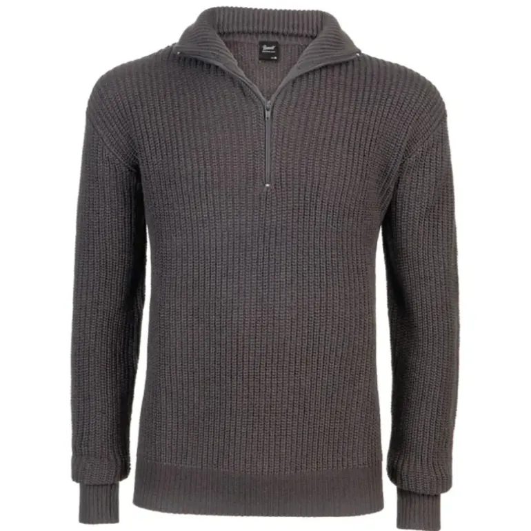Pull Homme Brandit® Col Camionneur Anthracite - Manches Longues Zippé