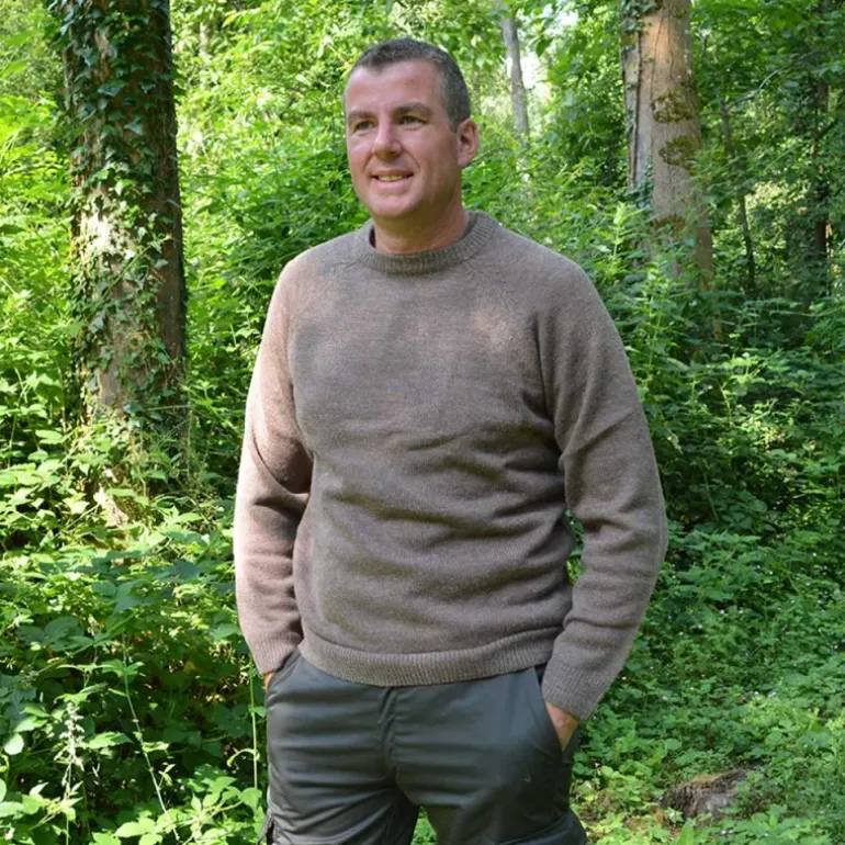 Pull Roanne col rond brun