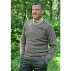 Pull Vincennes col V brun
