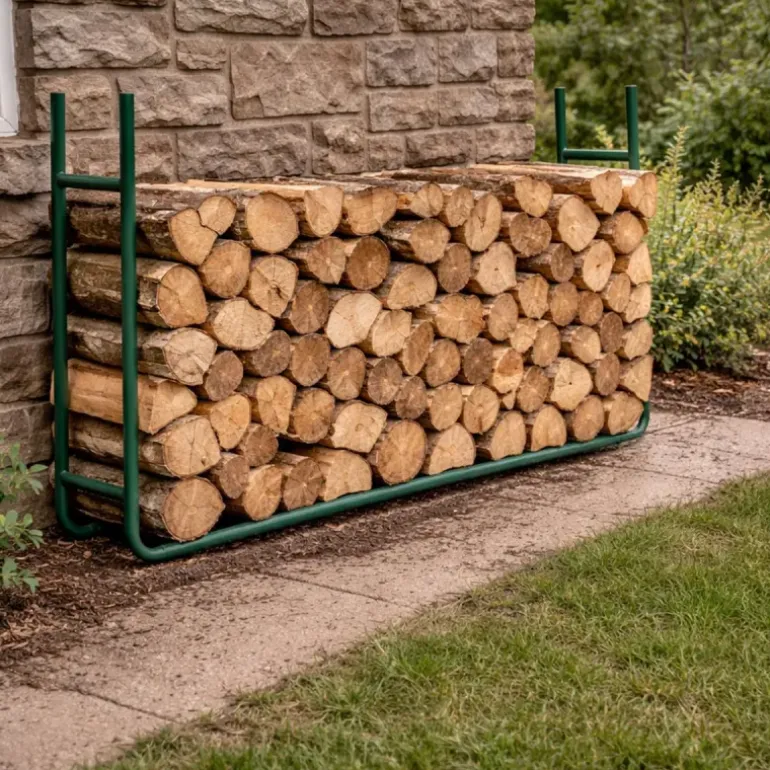 Range bûche métallique 120x90x20 cm - Support bois de chauffage