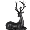 Renne couché noir 20cm - 16x6,5x20,5cm - Décoration Noël