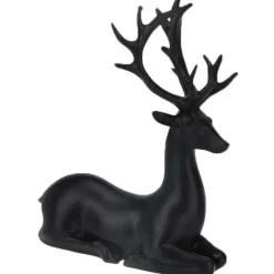 Renne couché noir 20cm - 16x6,5x20,5cm - Décoration Noël