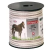 Ruban Électrifié 20mm Blanc Liseré Marron - 200m Haute Conductivité pour Clôture Cheval