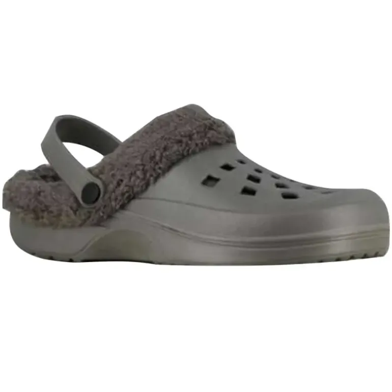 Sabots plastique fourrés gris - Chaussures confort hiver