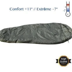 Sac de Couchage Confort Momie - Polyester 210T - Vert Armée