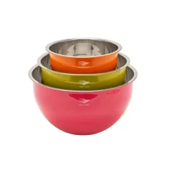 Saladiers acier inoxydable multicolores avec couvercles x3