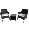 Salon de jardin 2 fauteuils et table basse tressée noir