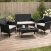 Salon de jardin 4 pièces résine tressée noir