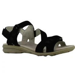 Sandales femme confort scratchs cuir et TPR noir