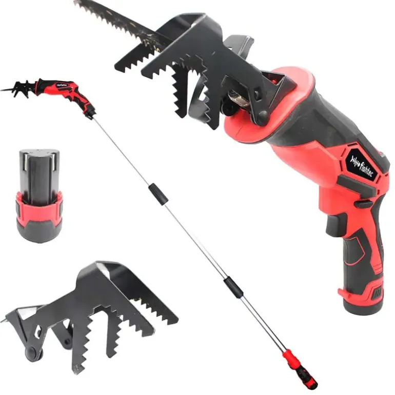 Scie sabre télescopique sans fil 12V avec rallonge 170 cm - Lames bois & métal incluses