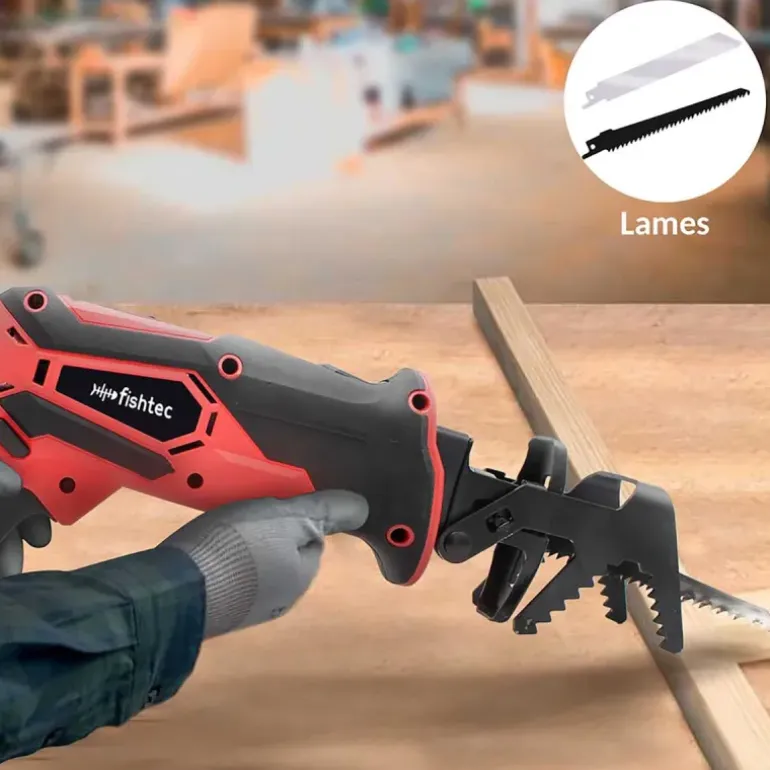 Scie sabre télescopique sans fil 12V avec rallonge 170 cm - Lames bois & métal incluses