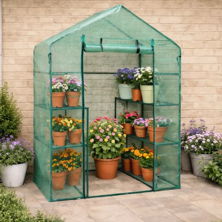 Serre de jardin avec étagères 143 x 73 x 195 cm