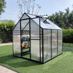 Serre de jardin en aluminium et polycarbonate 3,13 m² - 177x177x192