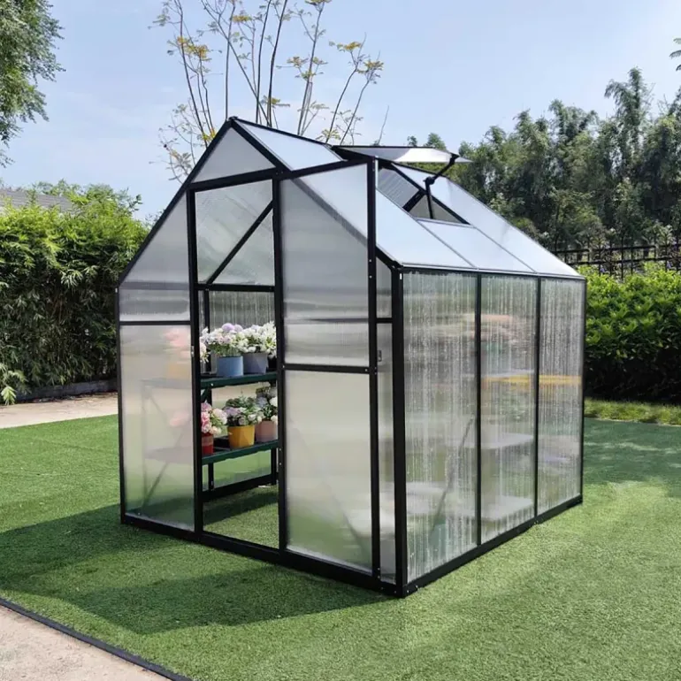 Serre de jardin en aluminium et polycarbonate 3,13 m² - 177x177x192