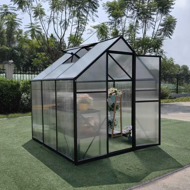 Serre de jardin en aluminium et polycarbonate 3,13 m² - 177x177x192
