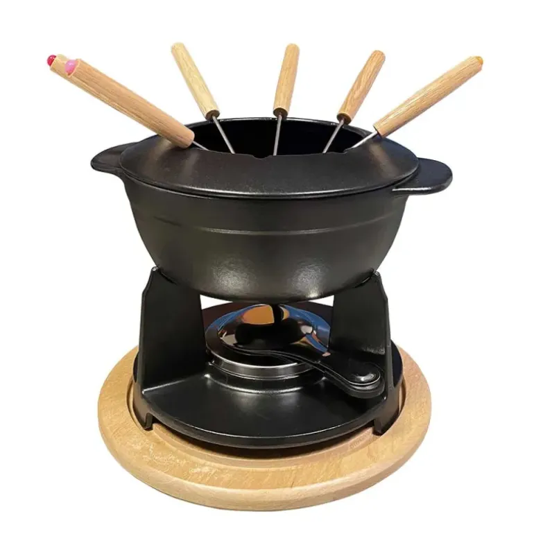 Service à fondue noir mat CLASSIC avec caquelon réchaud fourchettes