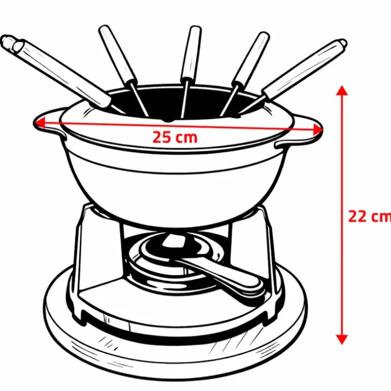 Service à fondue noir mat CLASSIC avec caquelon réchaud fourchettes