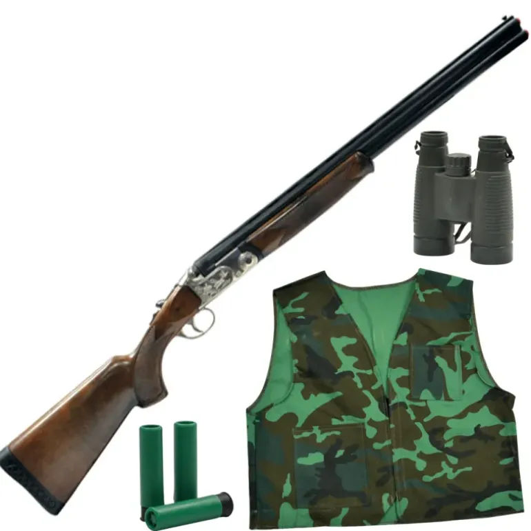 Set de chasse pour enfant - jumelles fusil cartouches gilet camo